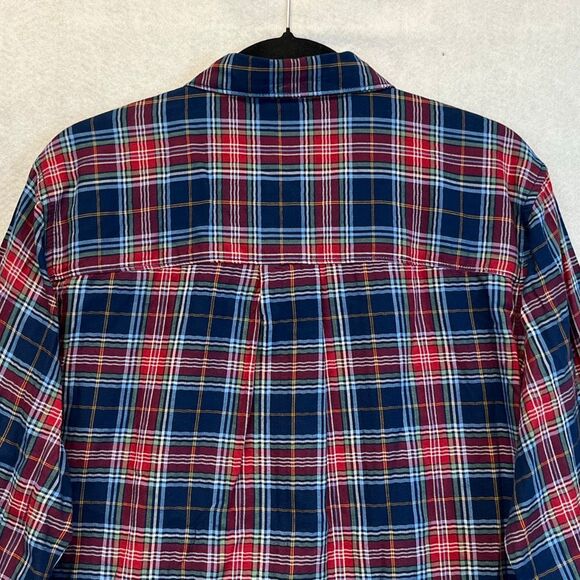 ST. JOHN’S BAY Women’s Classic Shirt XL Navy Tartan Plaid Long Sleeve Cotton NEW - Picture 12 of 15